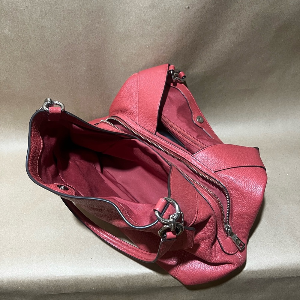 Coach Pebbled Leather Shoulder Tote in Dusty Red - Picture 8 of 10